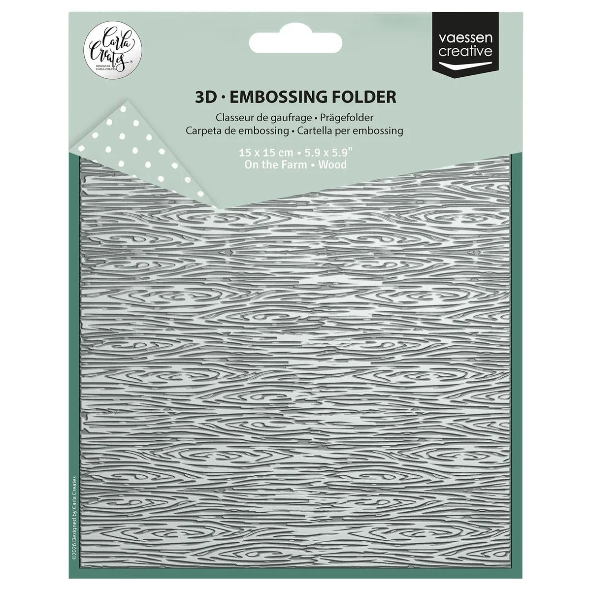 Vaessen Creative Embossing Folder by Carla Creates Wood on the Farm 5.9x5.9" (CAR0407)