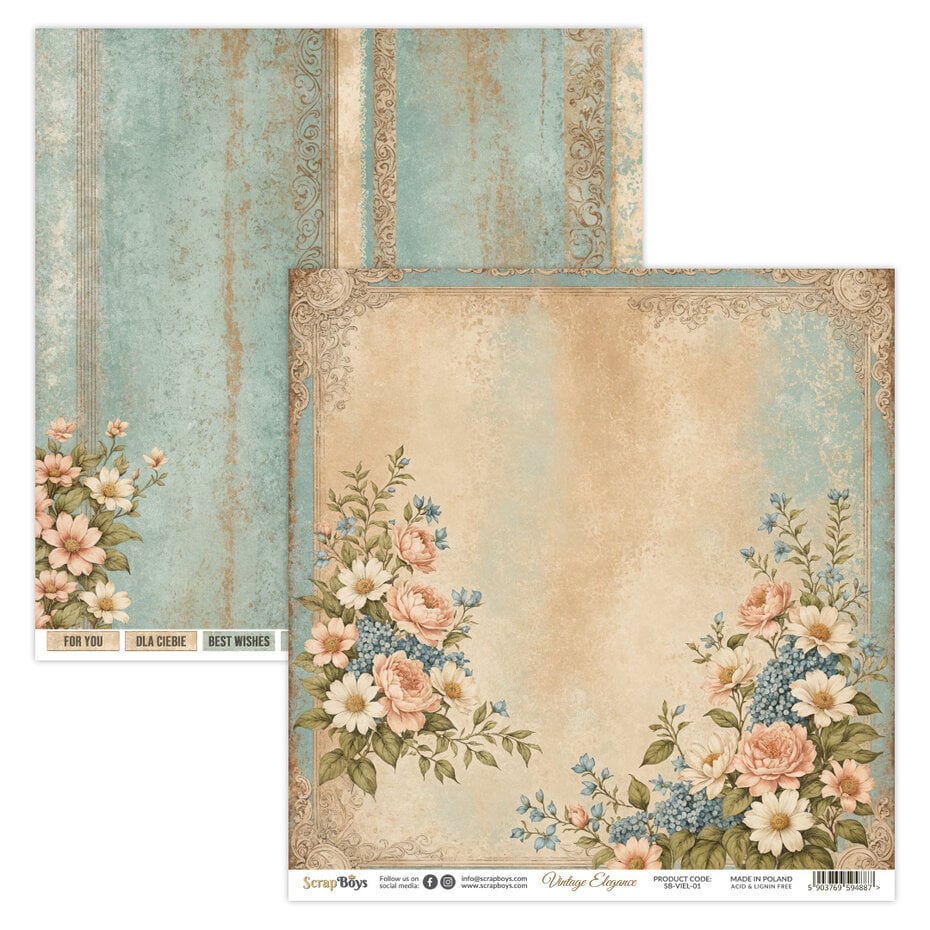 ScrapBoys Vintage Elegance 12x12 Inch Paper Pad (SB-VIEL-08)