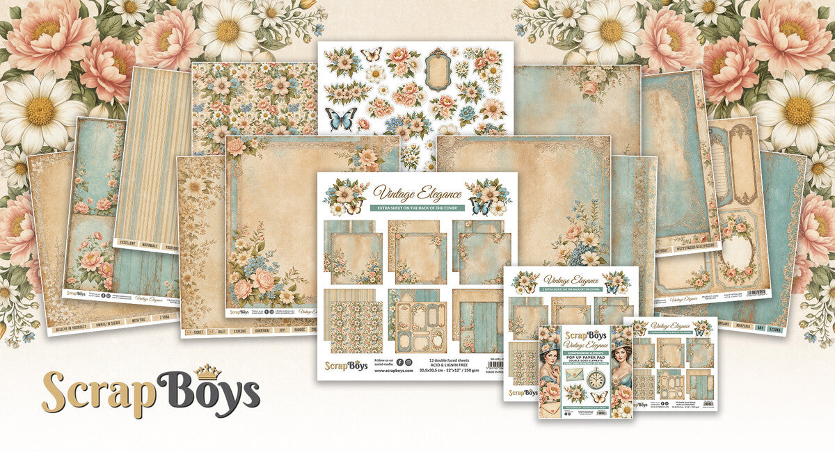 ScrapBoys Vintage Elegance 6x6 Inch Pop Up Paper Pad (SB-VIEL-11)