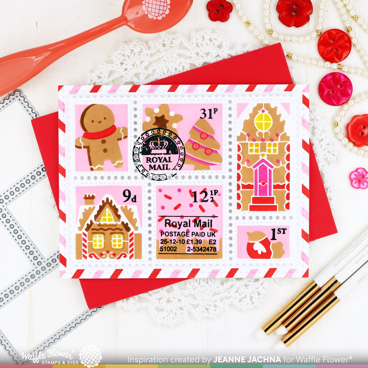 Waffle Flower Crafts Postage Collage North Pole Stamp Set