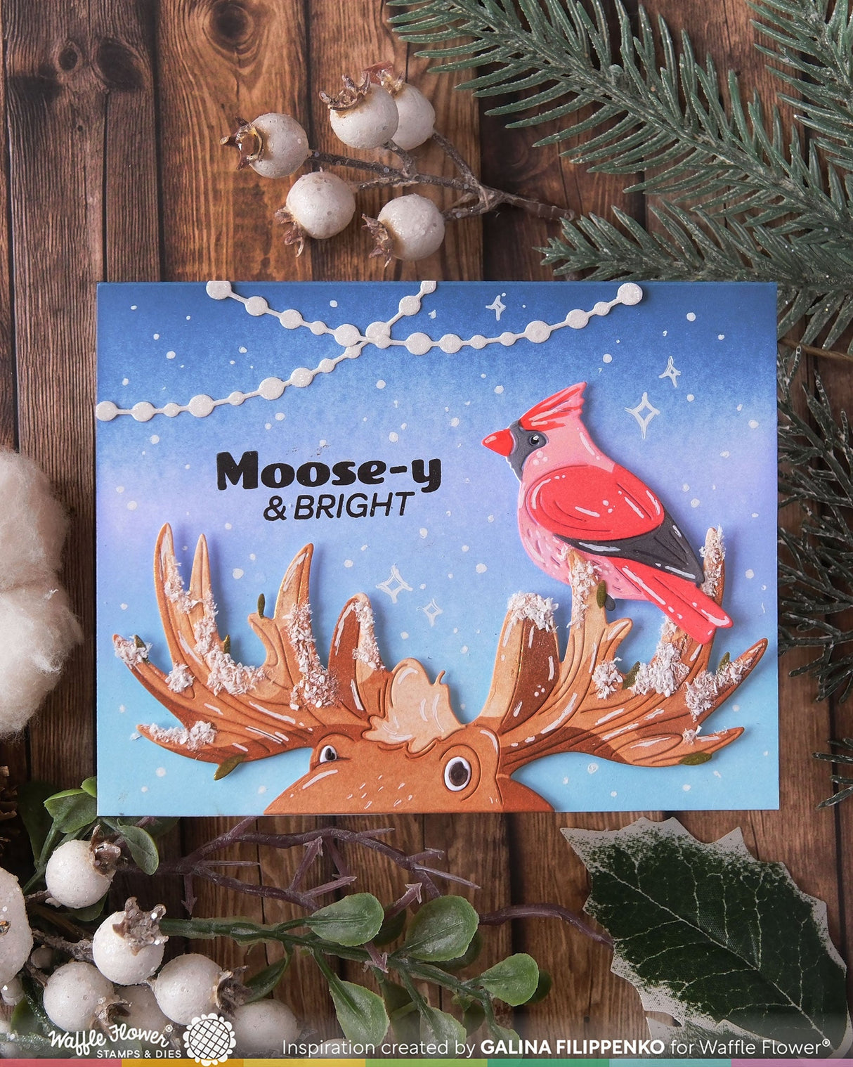 Waffle Flower Crafts Holiday Moose Die-n-stencil