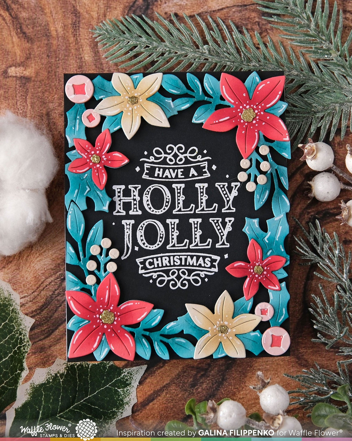 Waffle Flower Crafts Poinsettia Frame Die