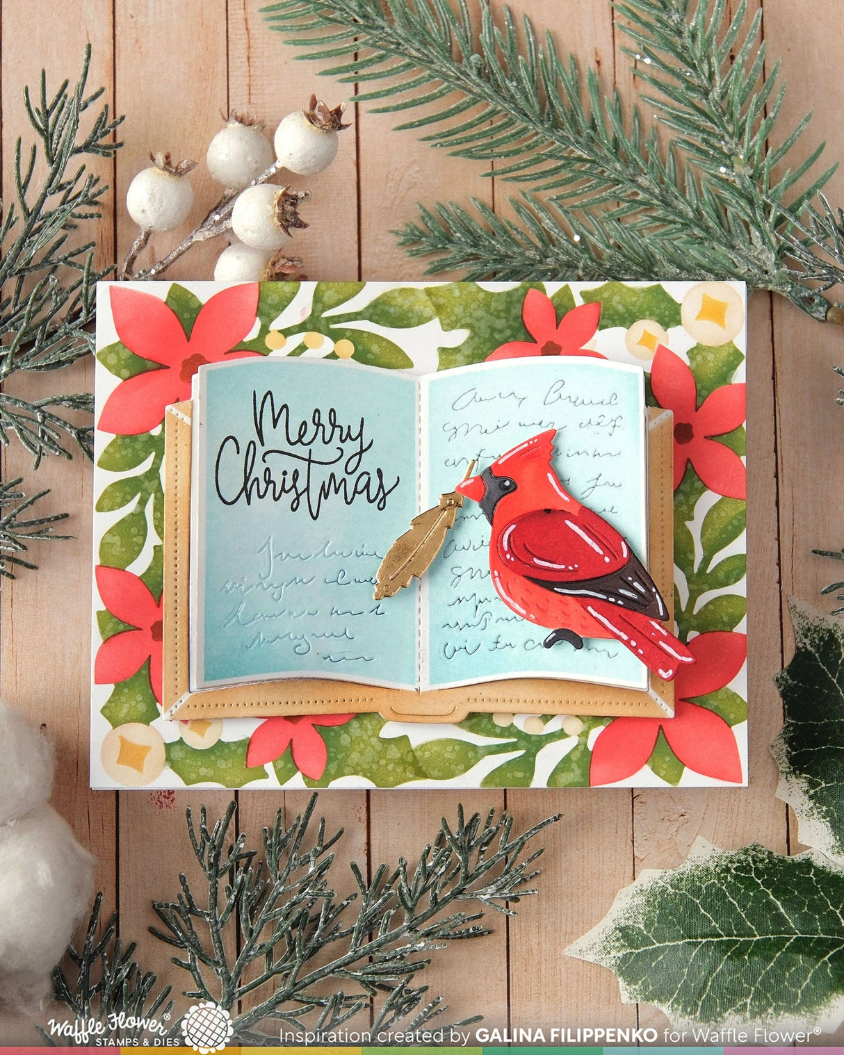 Waffle Flower Crafts Poinsettia Frame Coloring Stencil