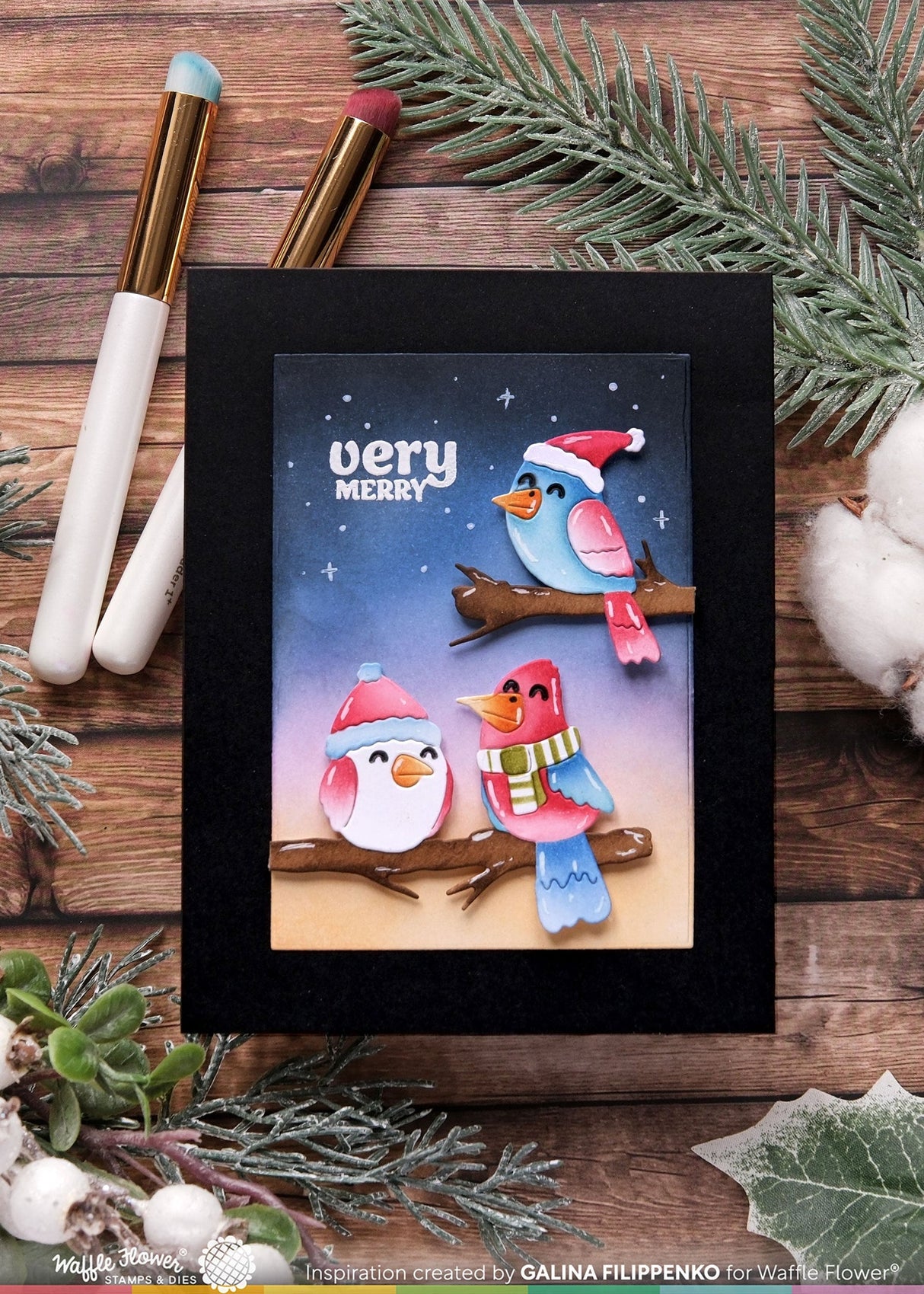 Waffle Flower Crafts Birdie Friends in Winter Die