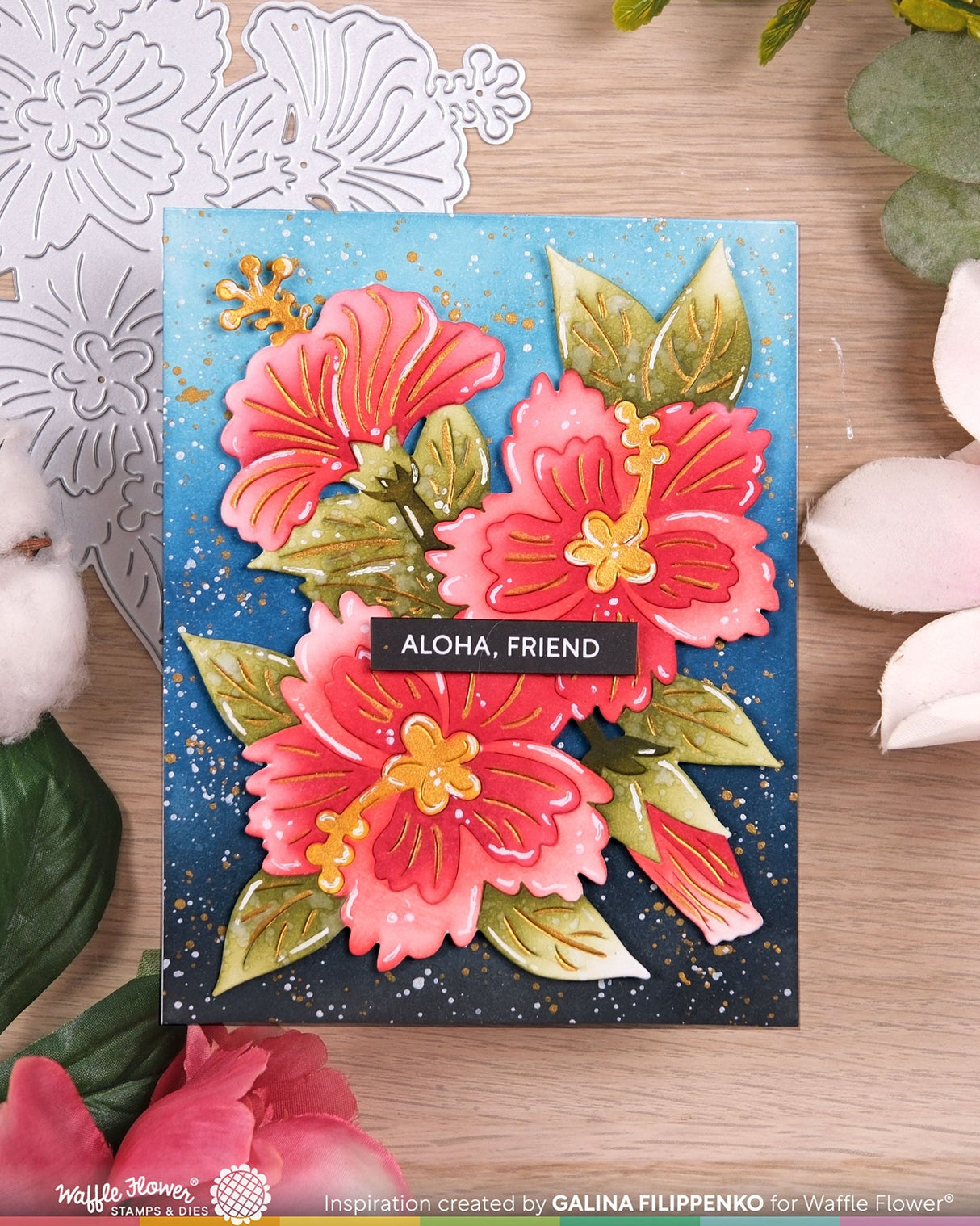 Waffle Flower Crafts Hibiscus Cluster Stencil