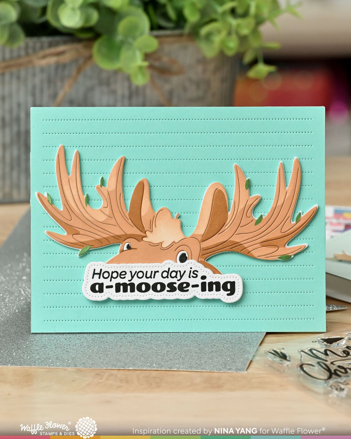 Waffle Flower Crafts A-moose-ing Sentiments Combo