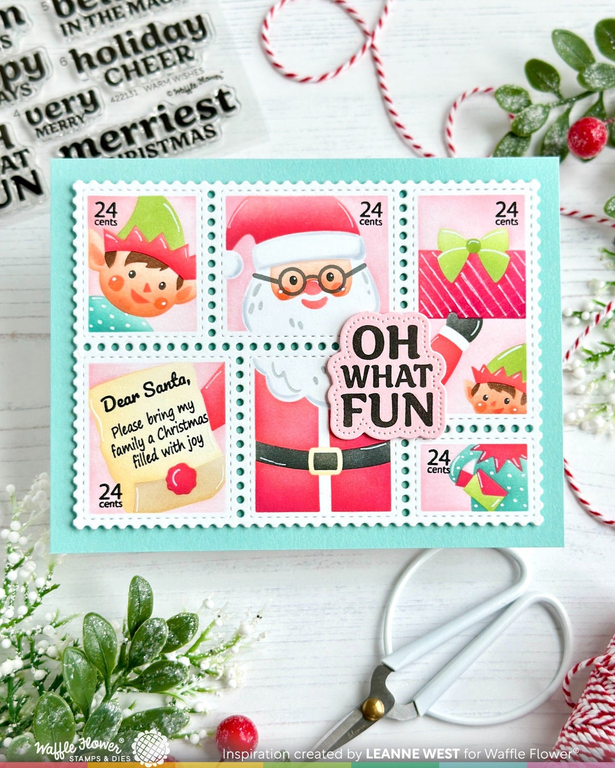 Waffle Flower Crafts Postage Collage Dear Santa Stamp Set