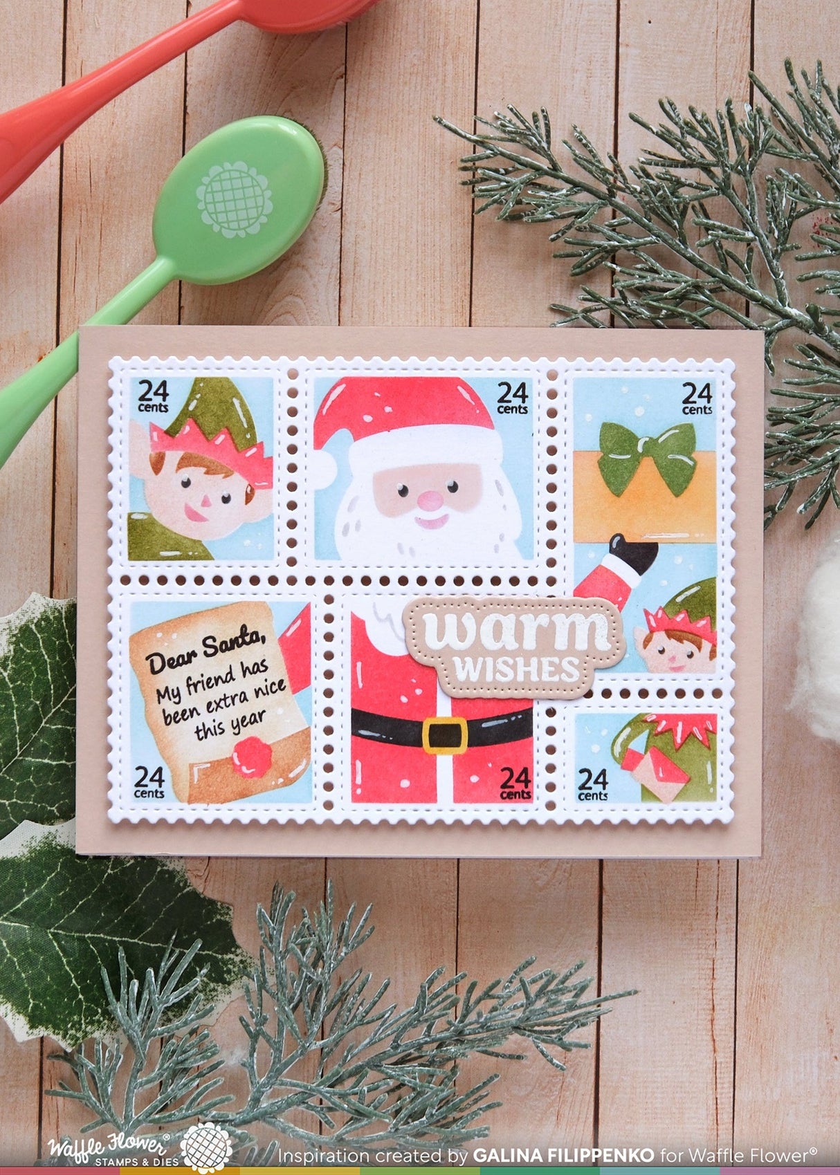 Waffle Flower Crafts Postage Collage Dear Santa Stamp Set