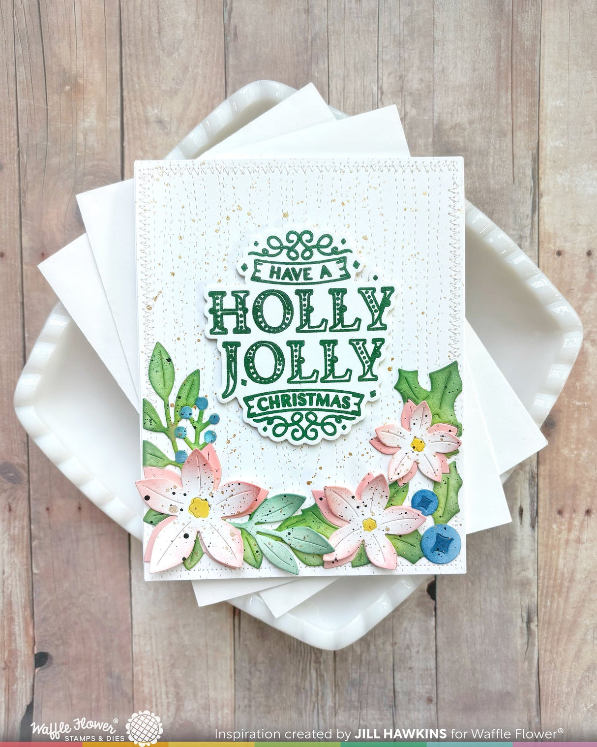 Waffle Flower Crafts Poinsettia Frame Sentiments Combo