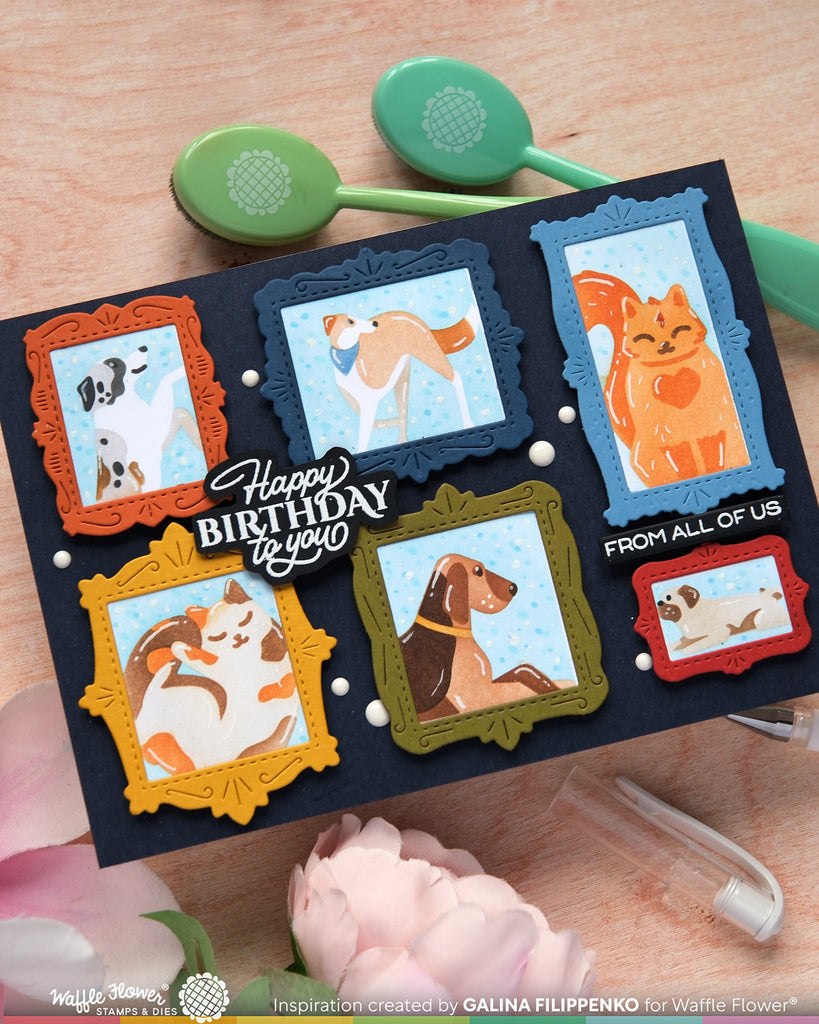 Waffle Flower Craft Postage Collage Woof Stencil