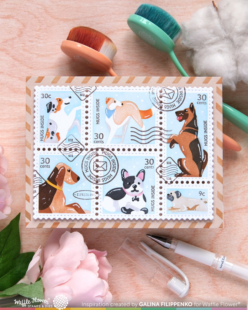 Waffle Flower Craft Postage Collage Woof Stencil