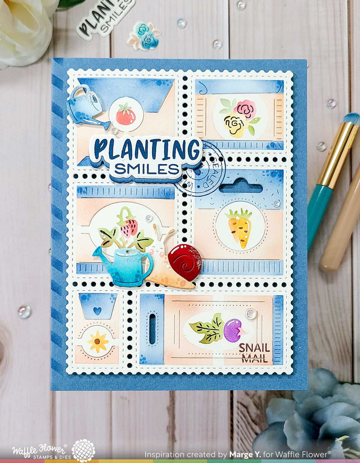 Waffle Flower Craft Postage Collage Seeds Stencil