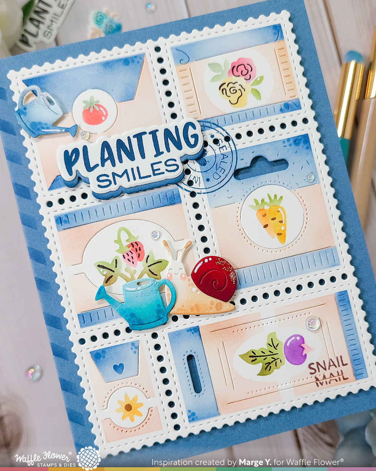 Waffle Flower Craft Postage Collage Seeds Stencil