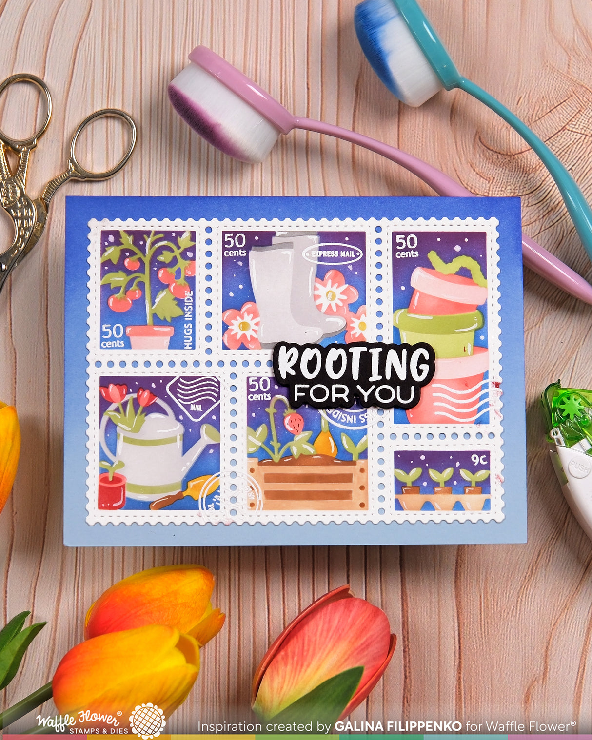 Waffle Flower Craft Postage Collage Gardening Stencil
