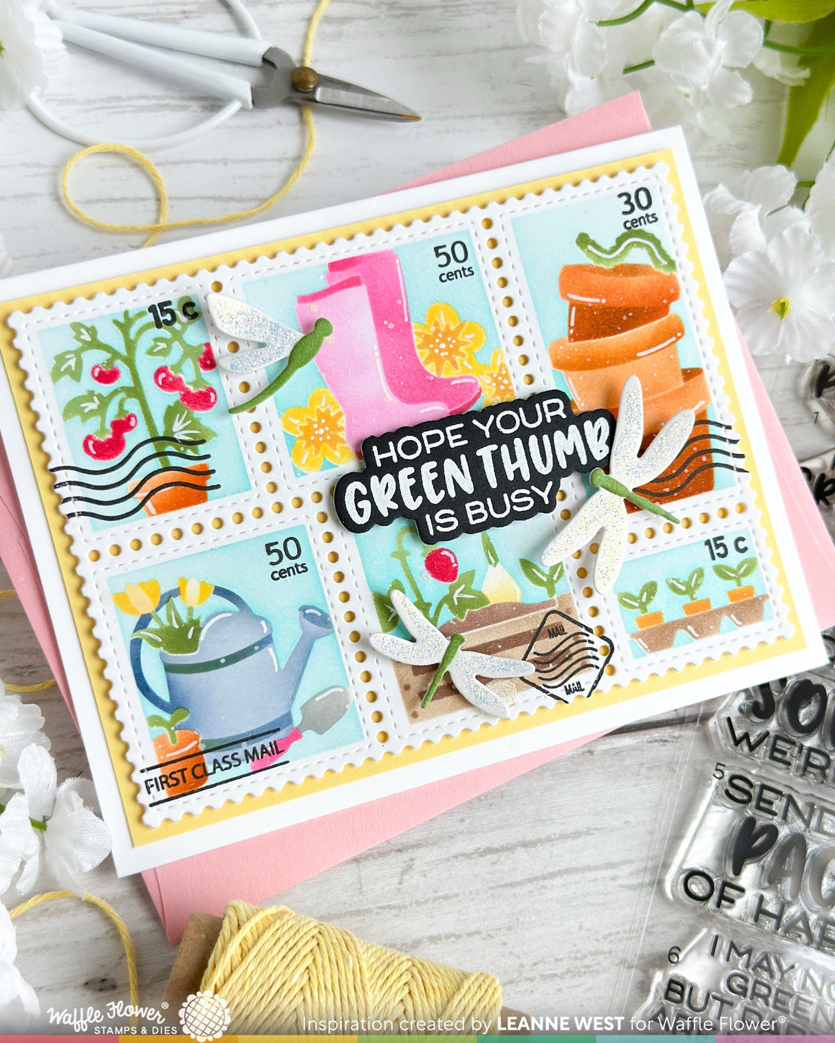 Waffle Flower Craft Postage Collage Gardening Stencil