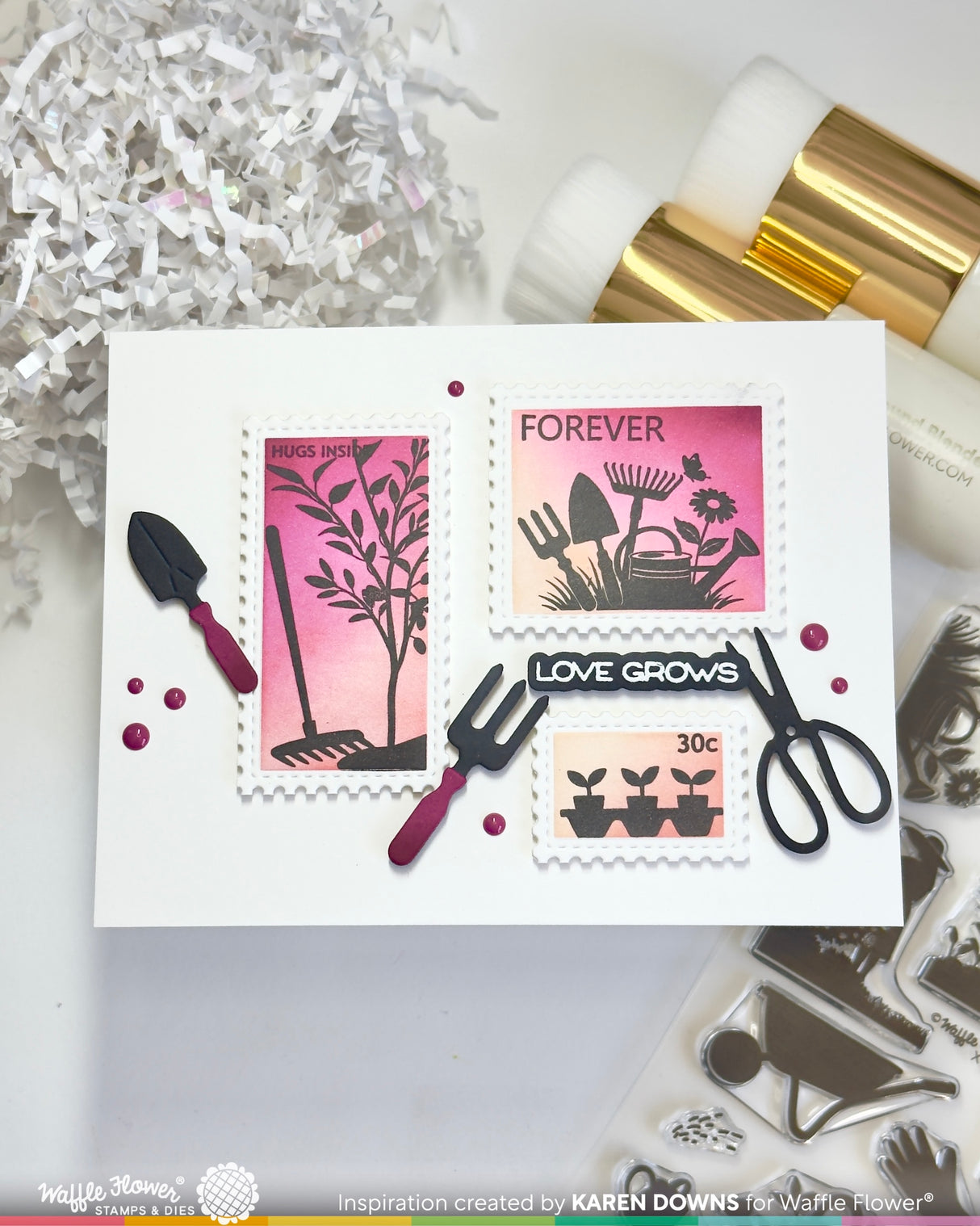 Waffle Flower Craft Postage Collage Garden Silhouettes Stamp Set