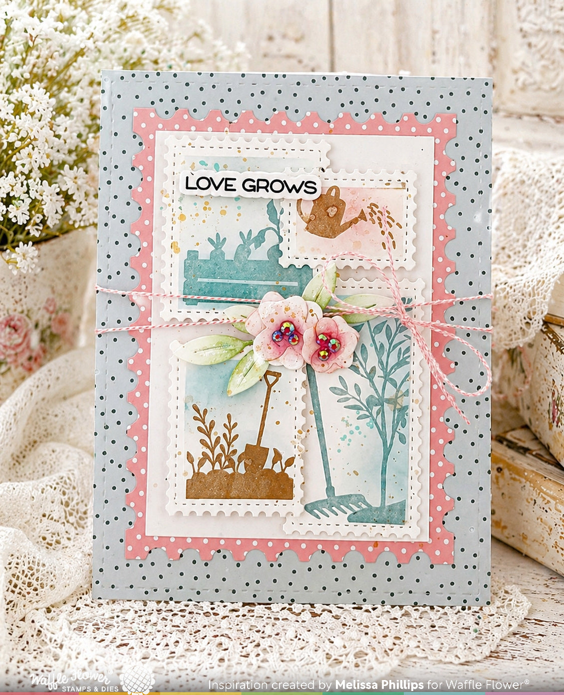 Waffle Flower Craft Postage Collage Garden Silhouettes Stamp Set