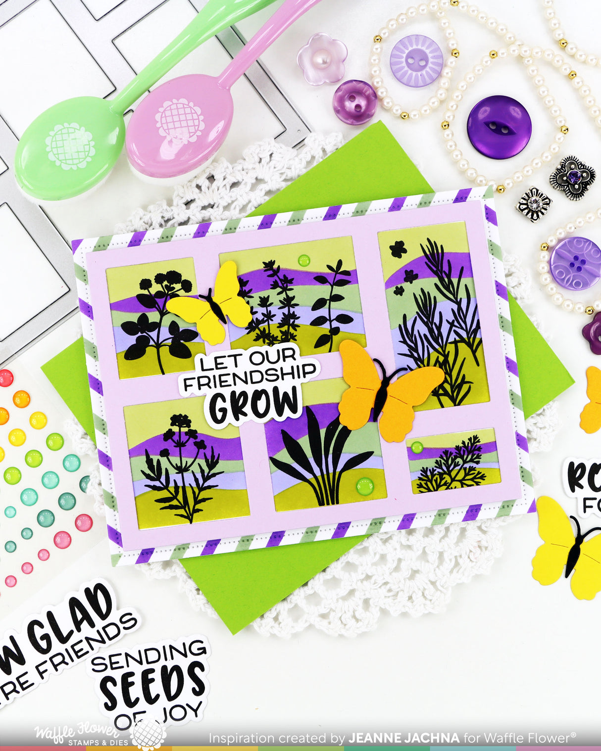 Waffle Flower Craft Postage Collage Herb Silhouettes Stamp Set