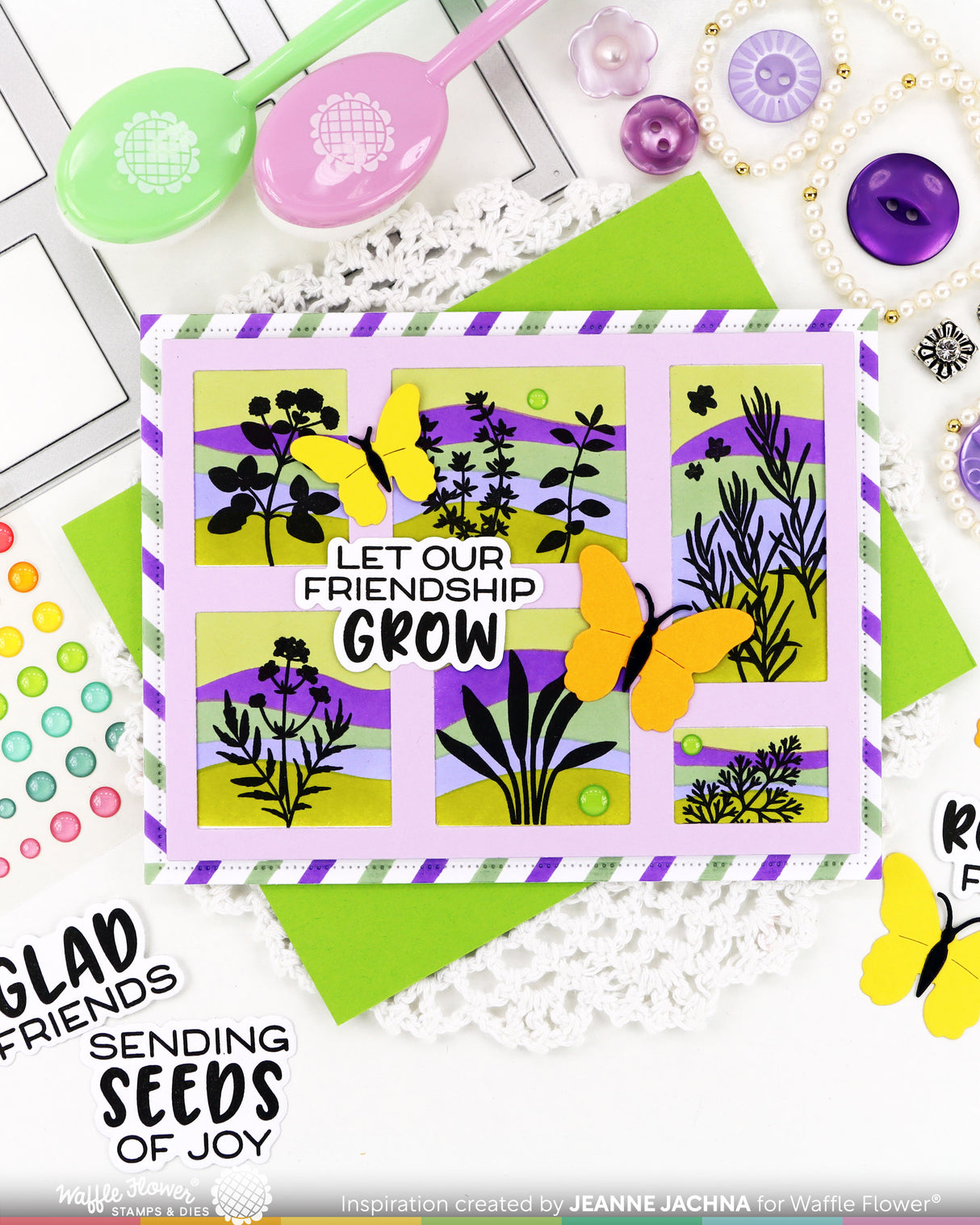 Waffle Flower Craft Postage Collage Herb Silhouettes Stamp Set