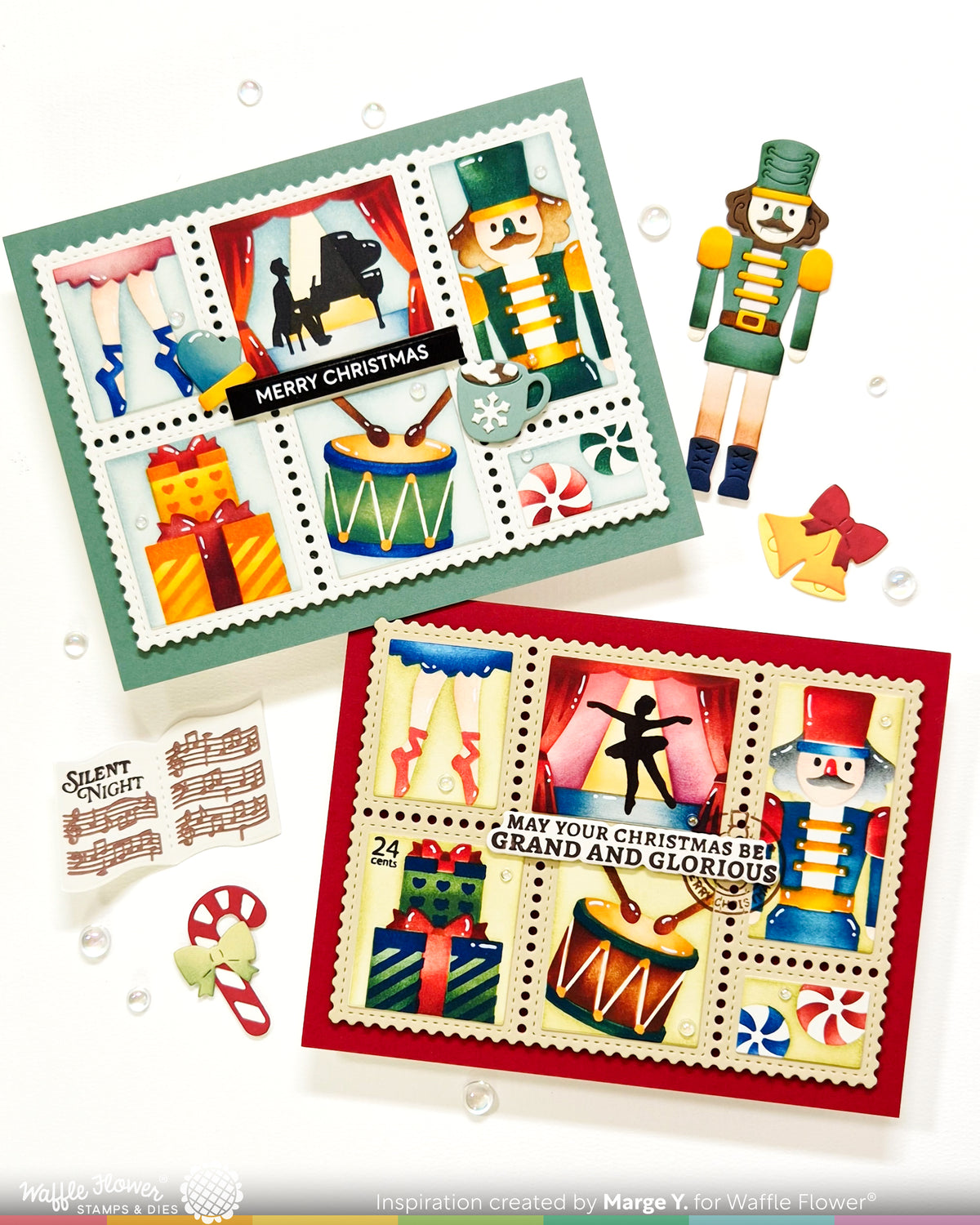 Waffle Flower Postage Collage Nutcracker Stencil - 422621