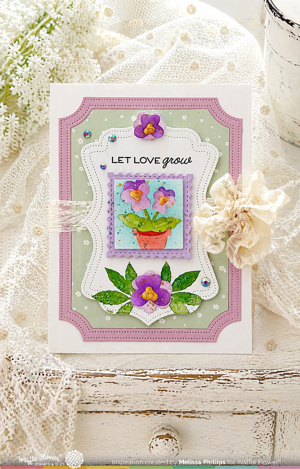 Waffle Flower Craft Postage Collage Herb Silhouettes Stamp Set