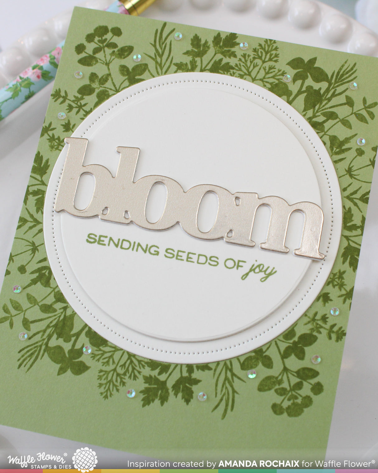Waffle Flower Craft Postage Collage Herb Silhouettes Stamp Set