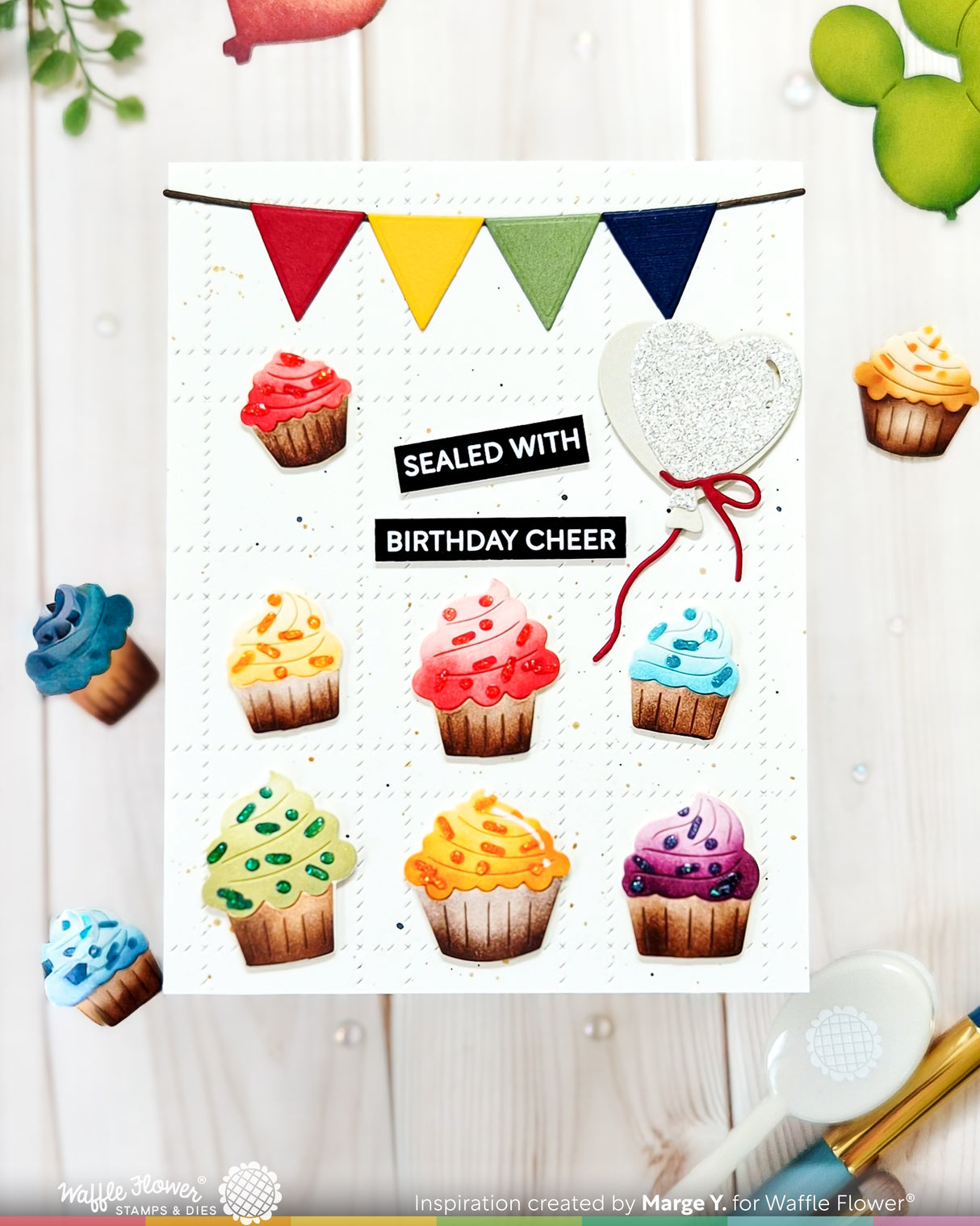 Waffle Flower Cupcake Background Coloring Stencil - 421977