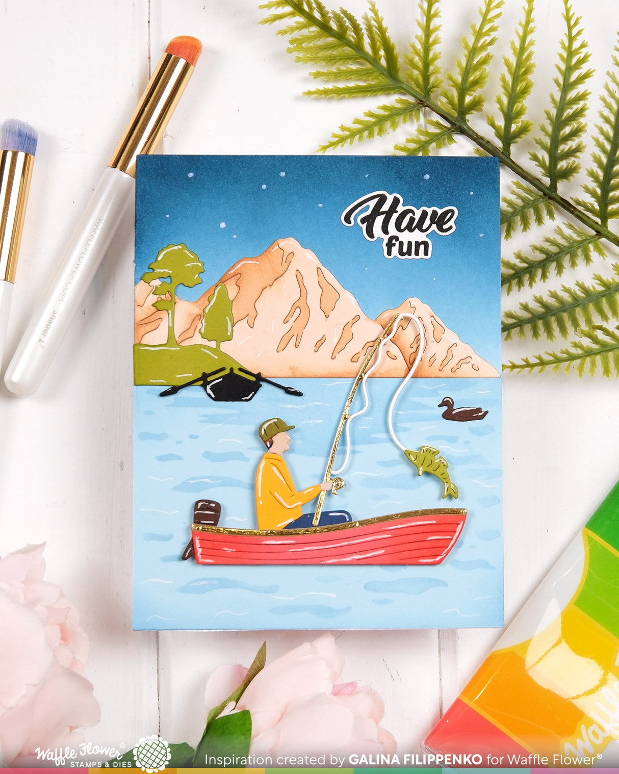 Waffle Flower Lake Scene Die-n-stencil - 422557