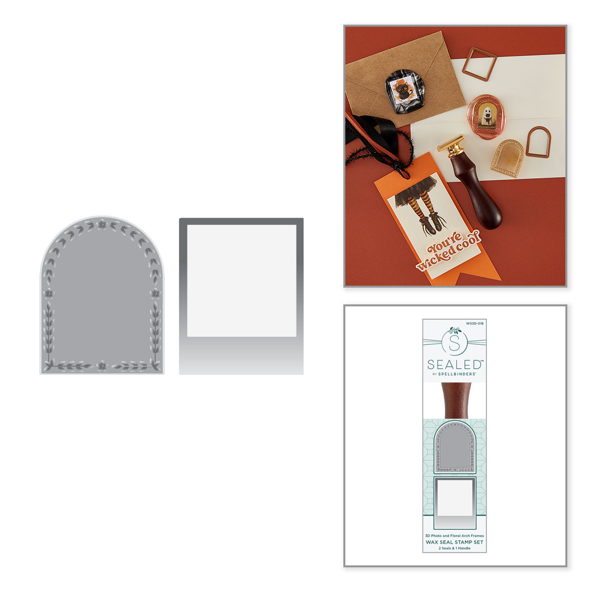 Spellbinders 3D Photo & Floral Arch Frames 3D Wax Seal Stamps + Handle - WS3D-018