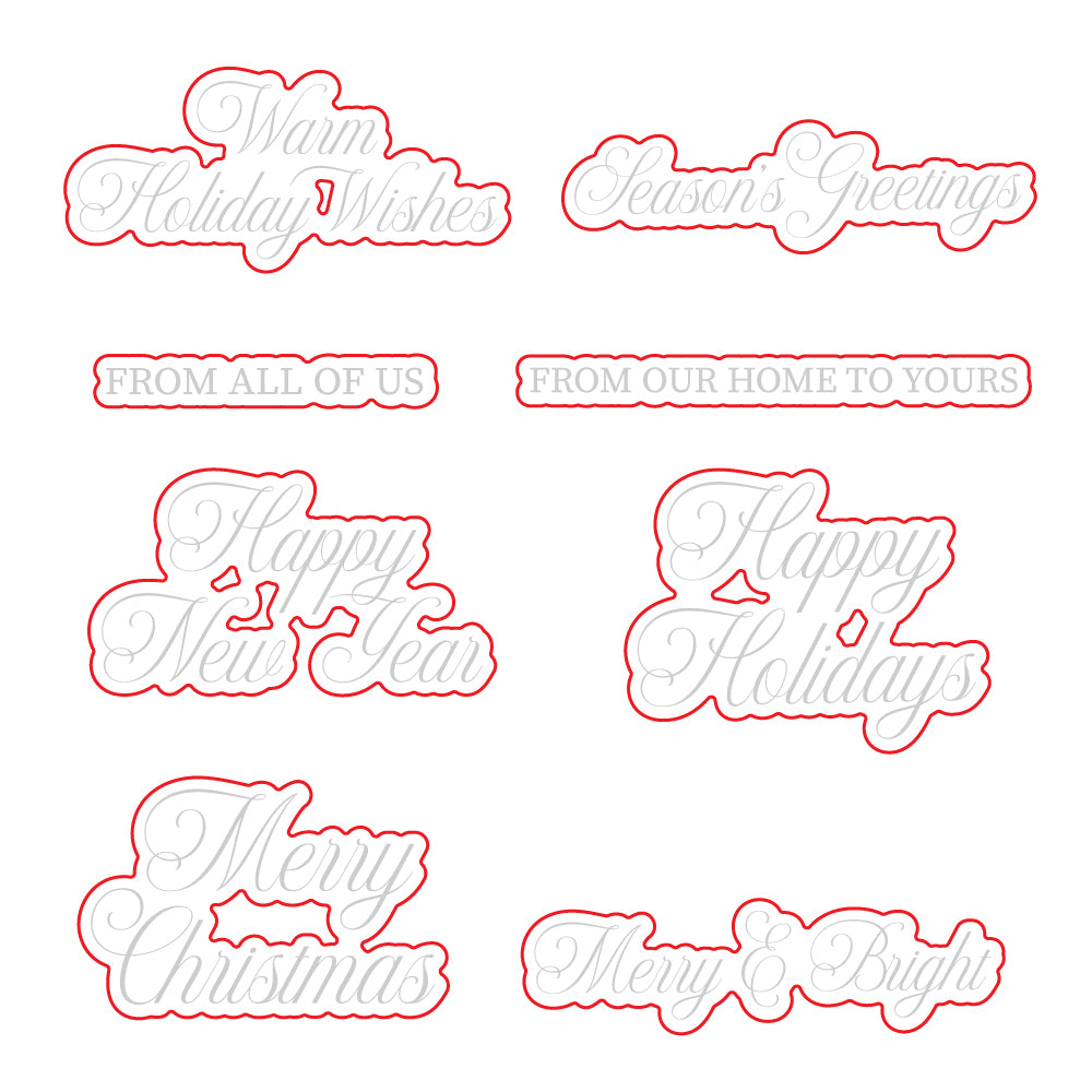 Honey Bee Stamps Warm Holiday Wishes - 4"x 4" Stamp Set/ die Bundle