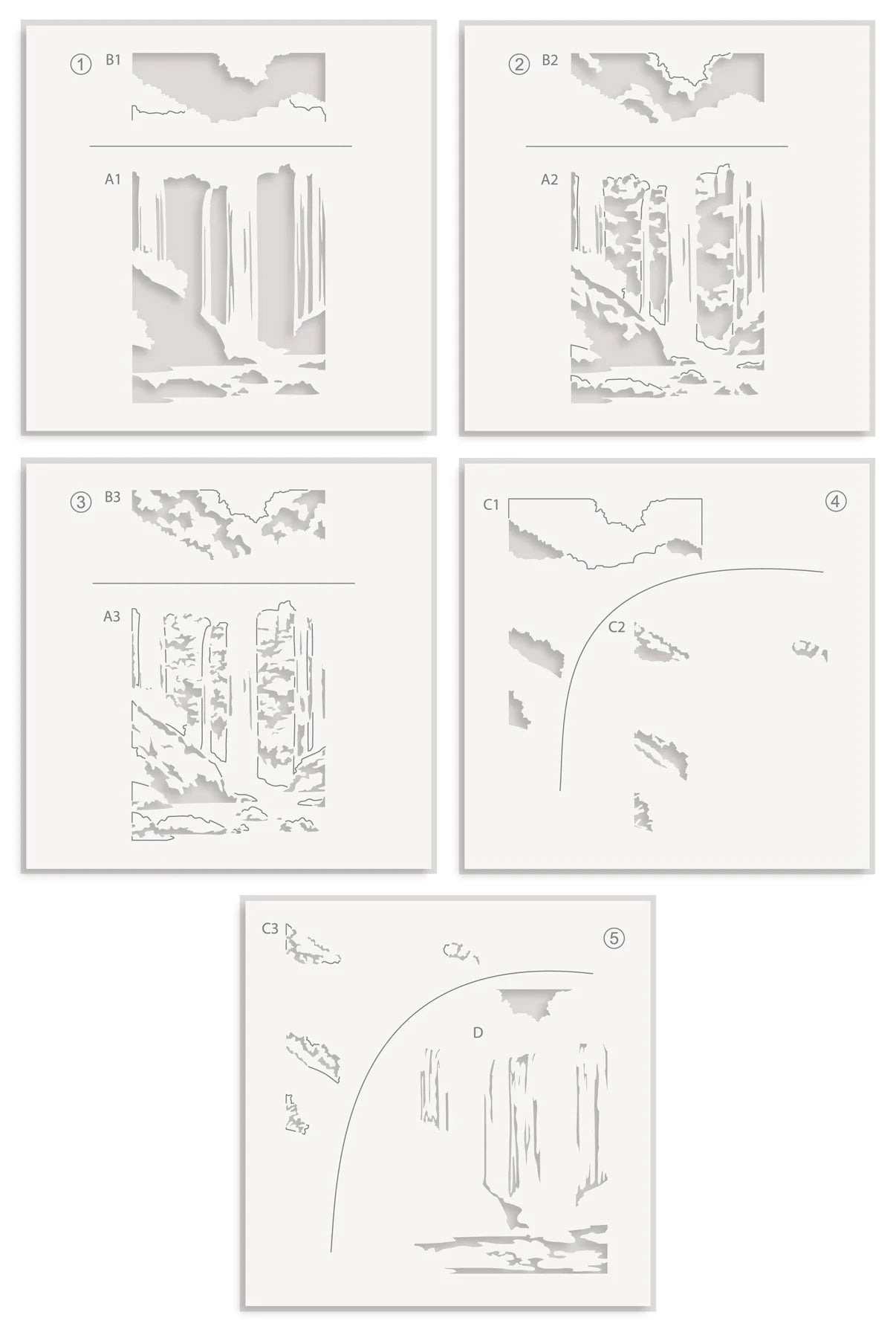 Altenew Waterfall Scene Layering Stencil Set (5 in 1)