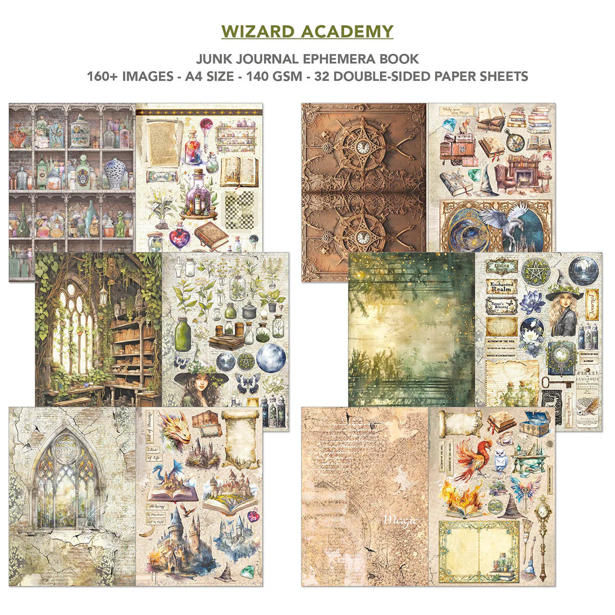 Ciao Bella Wizard Academy - Junk Journal & Ephemera Book A4 32/Pkg