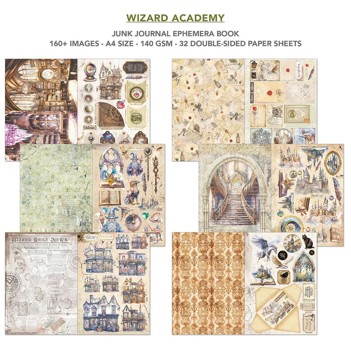 Ciao Bella Wizard Academy - Junk Journal & Ephemera Book A4 32/Pkg