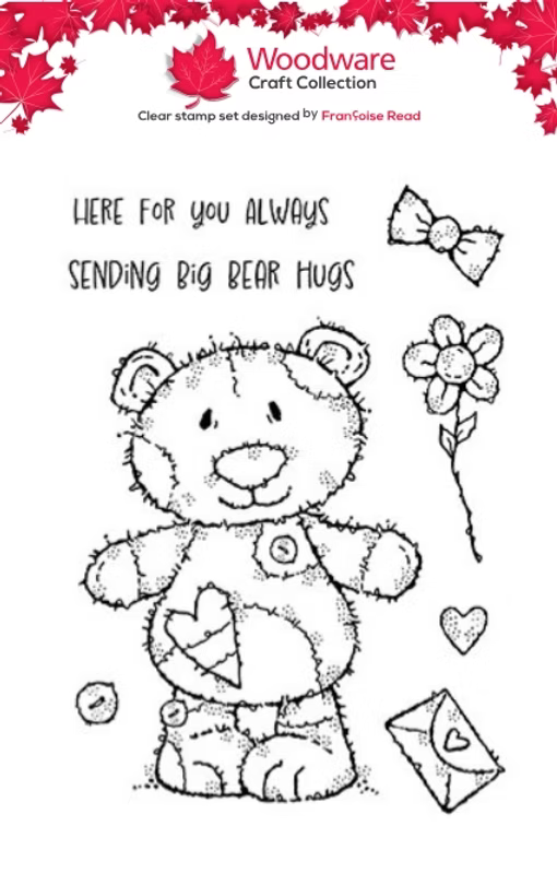 Woodware Bertie Bear A6 Clear Stamp Set by Françoise Read