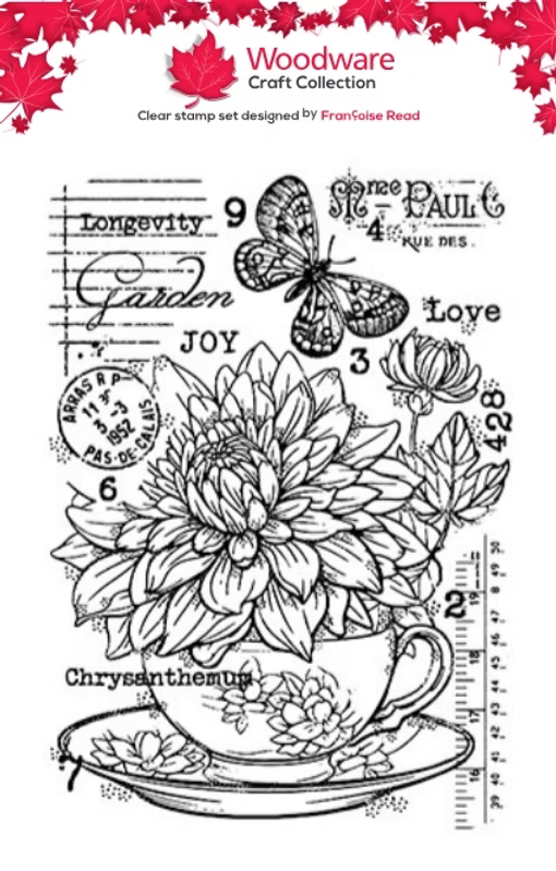 Woodware Tea Cup Blooms A6 Clear Stamp Set by Françoise Read