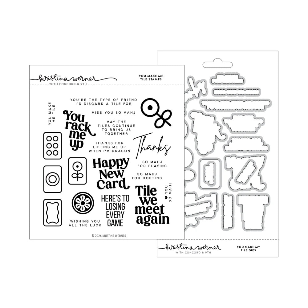 Concord & 9th KW You Make Me Tile Stamp Set & Die Bundle