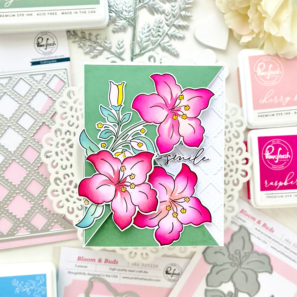 Pinkfresh Studio Bloom & Buds Stamp / Die / Stencil Bundle