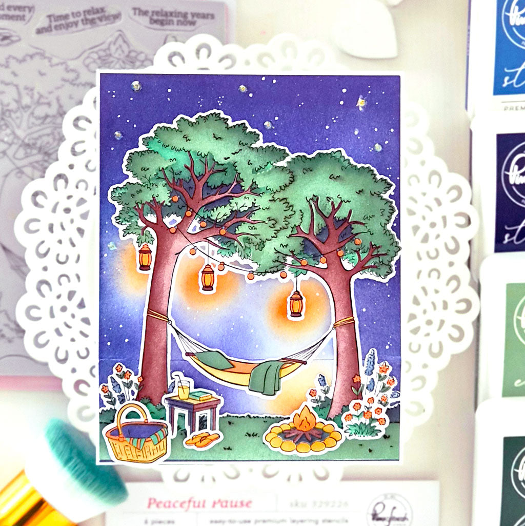 Pinkfresh Studio Peaceful Pause Cling Stamp/ Die/ Stencil Bundle