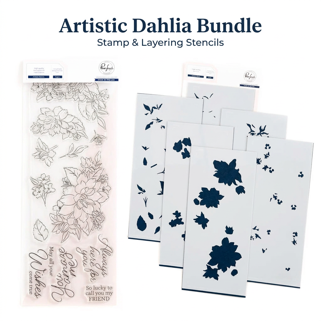 Artistic Dahlia Stamp and Stencil Bundle