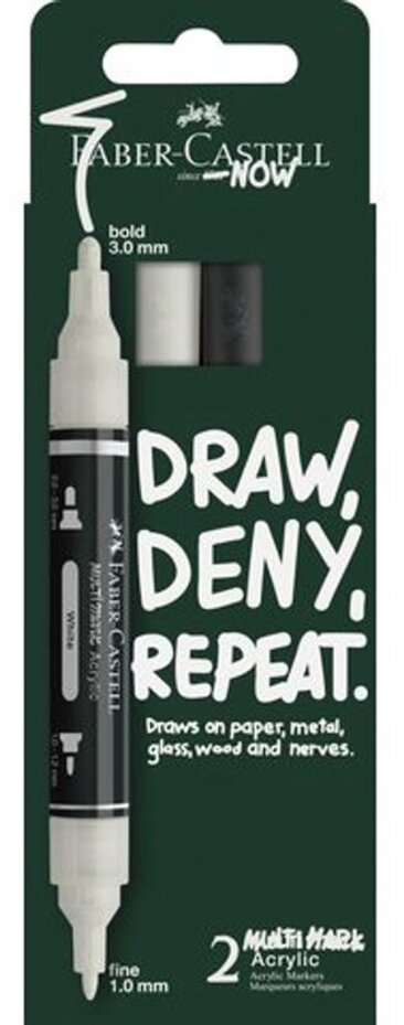 Faber Castell Multimark Acrylic Cardboard Case Black/White (2pcs) - FC-186011