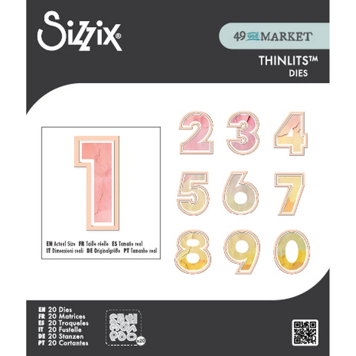 Sizzix Thinlits Die Set 20pcs This or That 2" Numbers by 49 and Market (666952)