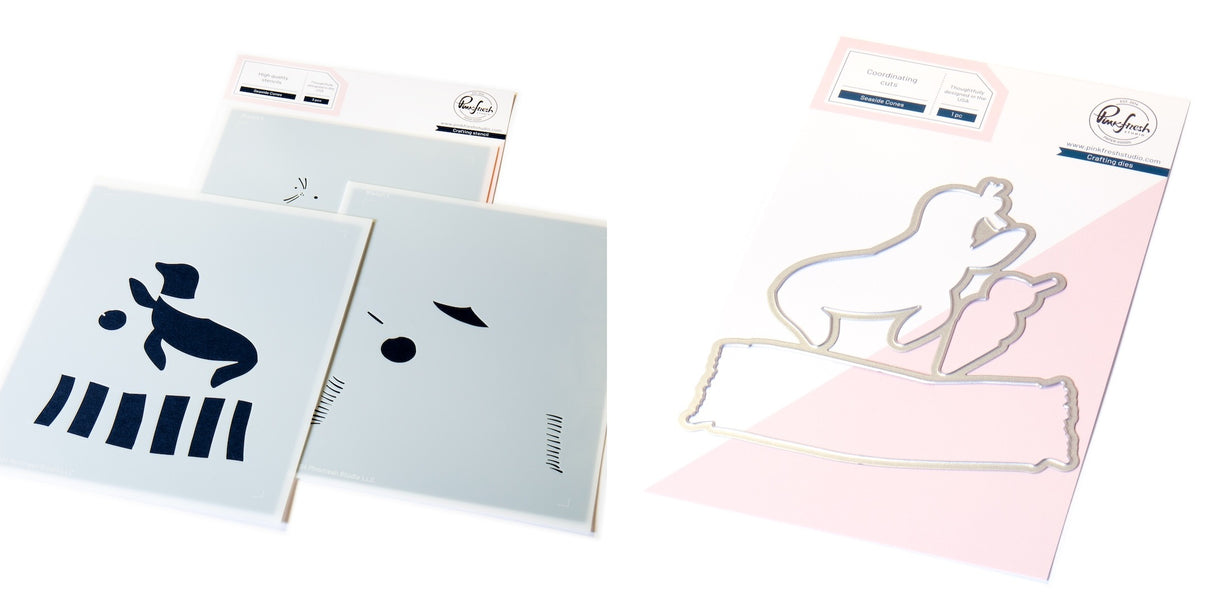 Pinkfresh Studio Seaside Cones stencil/Die Bundle