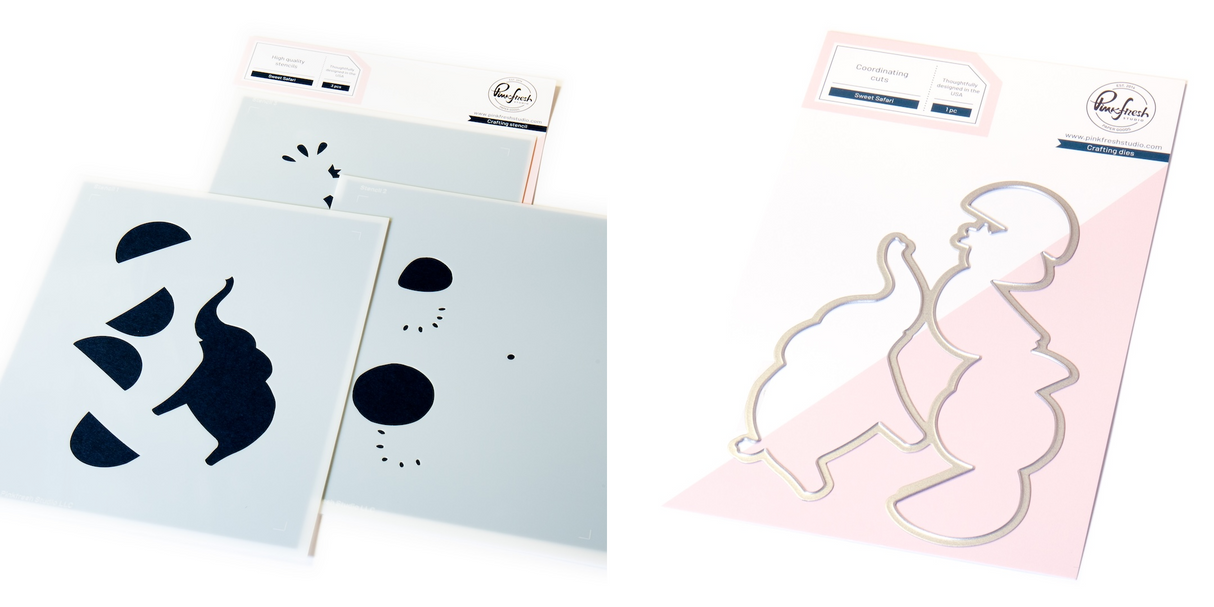 Pinkfresh Studio Sweet Safari stencil/Die Bundle