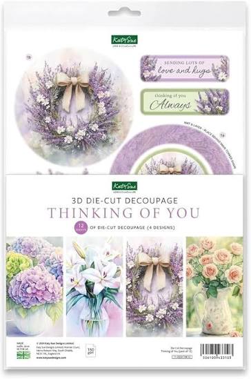 Katy Sue Designs Die Cut Decoupage – Thinking of You (pack of 12)