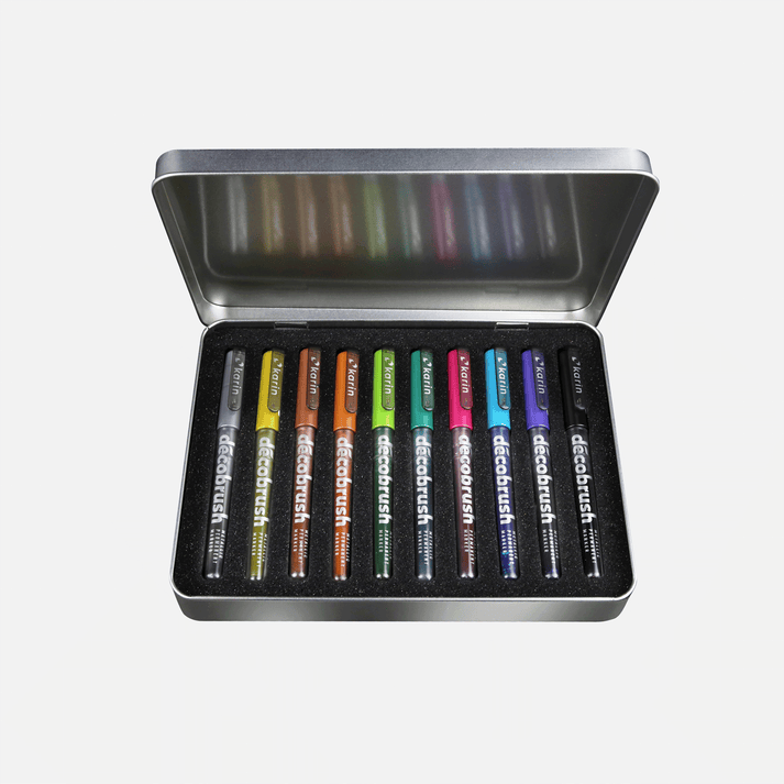 Karin Decobrush METALLIC Brush Pens 10 Colours Set Postage as per actuals