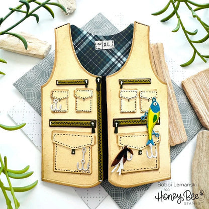 Honey Bee Stamps Lovely Layer: Fishing Vest A2 Card Base - Honey Cuts Stand-Alone Dies