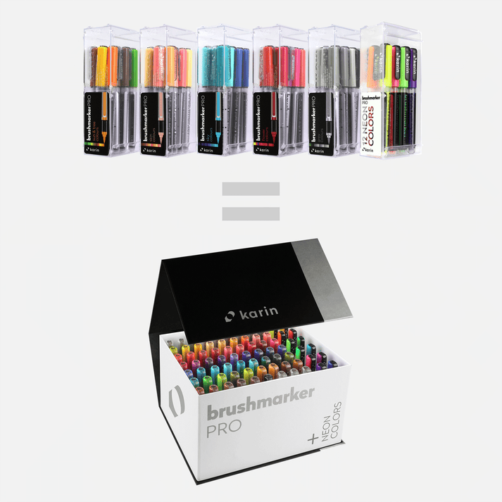Karin BrushmarkerPRO Brush Pens MegaBox PLUS 72 colours & 3 blenders Postage as per actuals