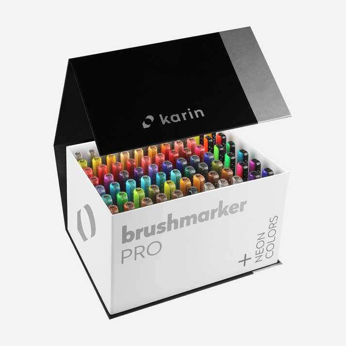 Karin BrushmarkerPRO Brush Pens MegaBox PLUS 72 colours & 3 blenders Postage as per actuals