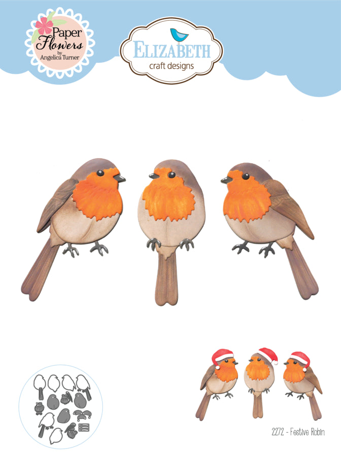 Elizabeth Craft Designs Festive Holly Die Festive Robin (2272)