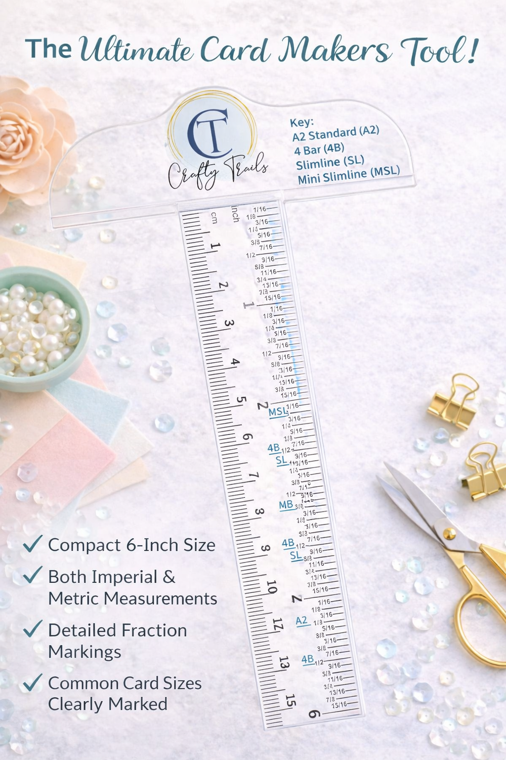 Crafty Trails T Ruler Small 6 inch (new Design)
